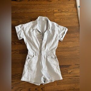 Light Gray Zara Shimmery  Denim Romper